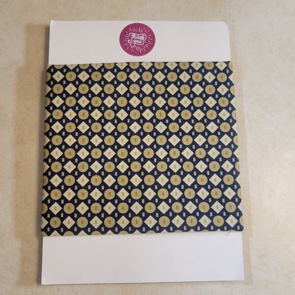 Cotton Fabric Navy Tan Geometric Circles Diamonds 18" x 43" Richloom MMX - Picture 3 of 9